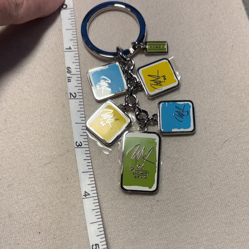 Coach Blue, Yellow, and Green  Charm Keychain